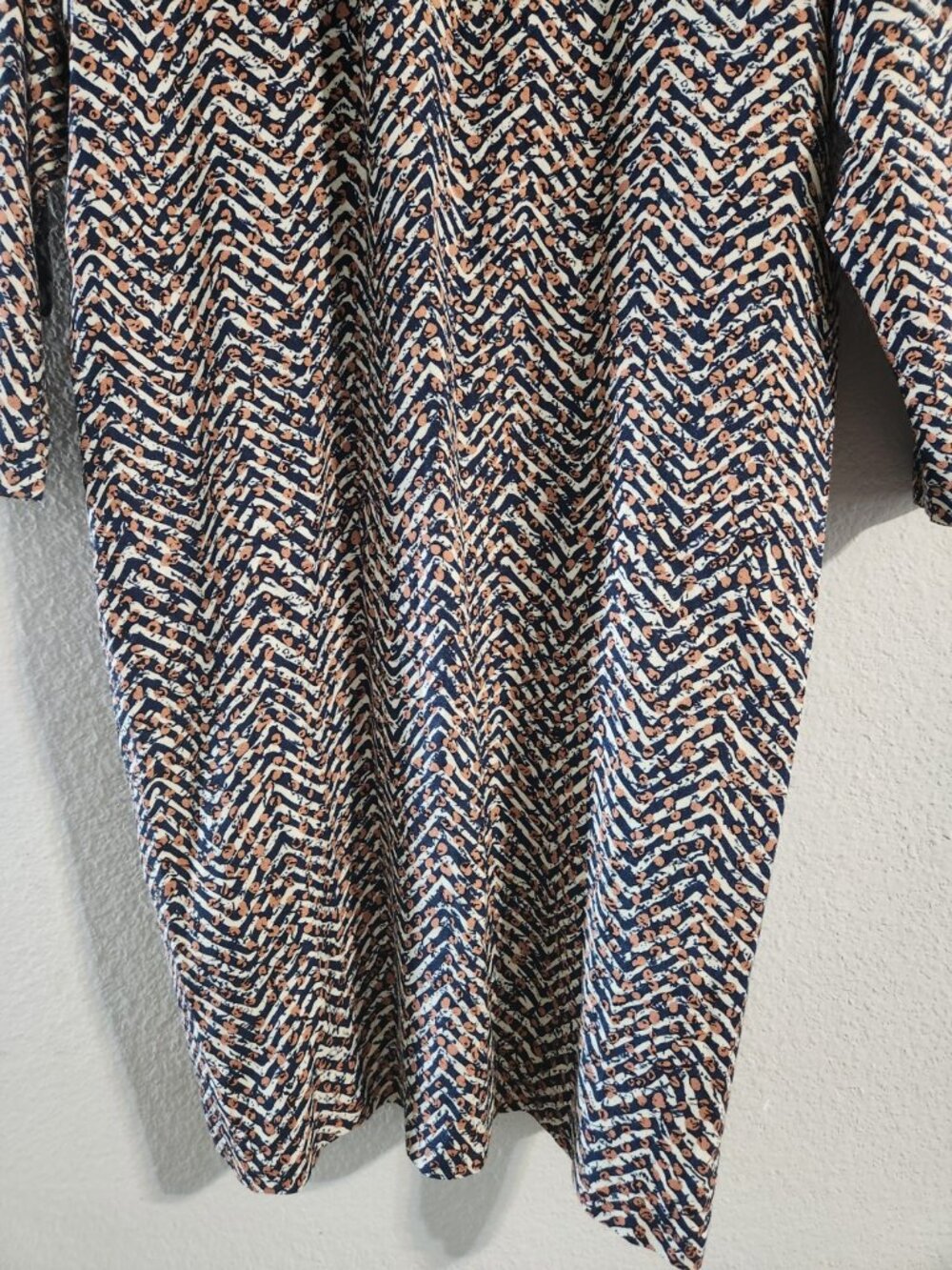 St. Gillian Kay Unger Herringbone Print Midi Dress Women’s Silk L/S size 14 - Picture 5 of 6